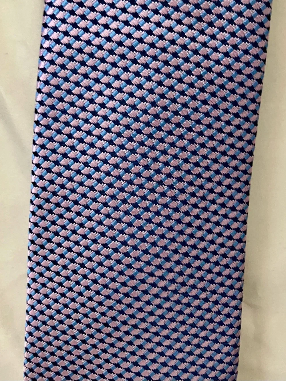 Perry Ellis Blue and Lavender Woven Geometric Tie